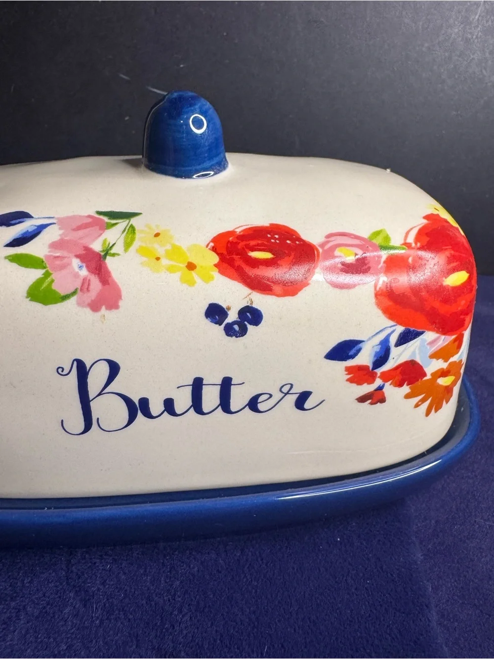 Home Essentials Floral Ceramic Butter Dish Cottagecore
